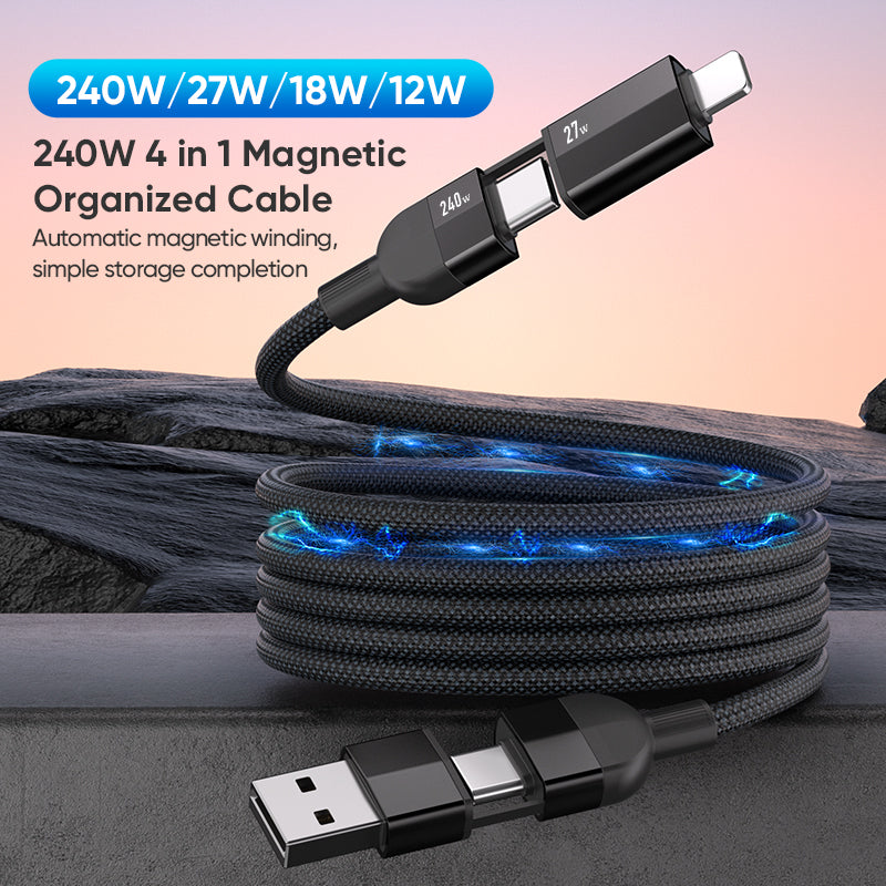Magcore 4 in 1 Magnetic 240W Super Fast Charging Cable ( 1 Meter )