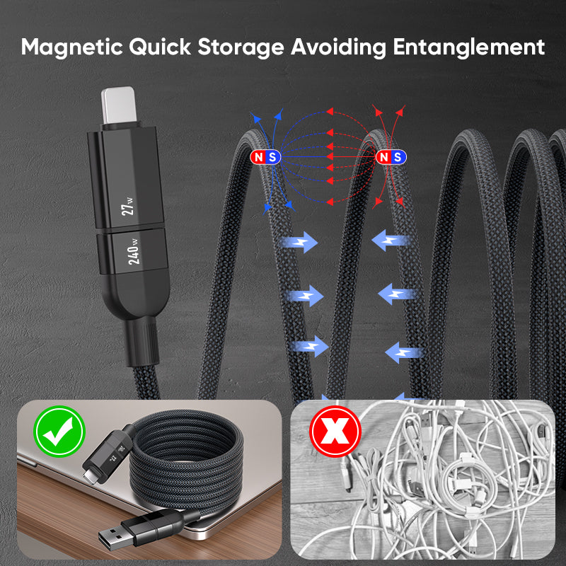 Magcore 4 in 1 Magnetic 240W Super Fast Charging Cable ( 1 Meter )